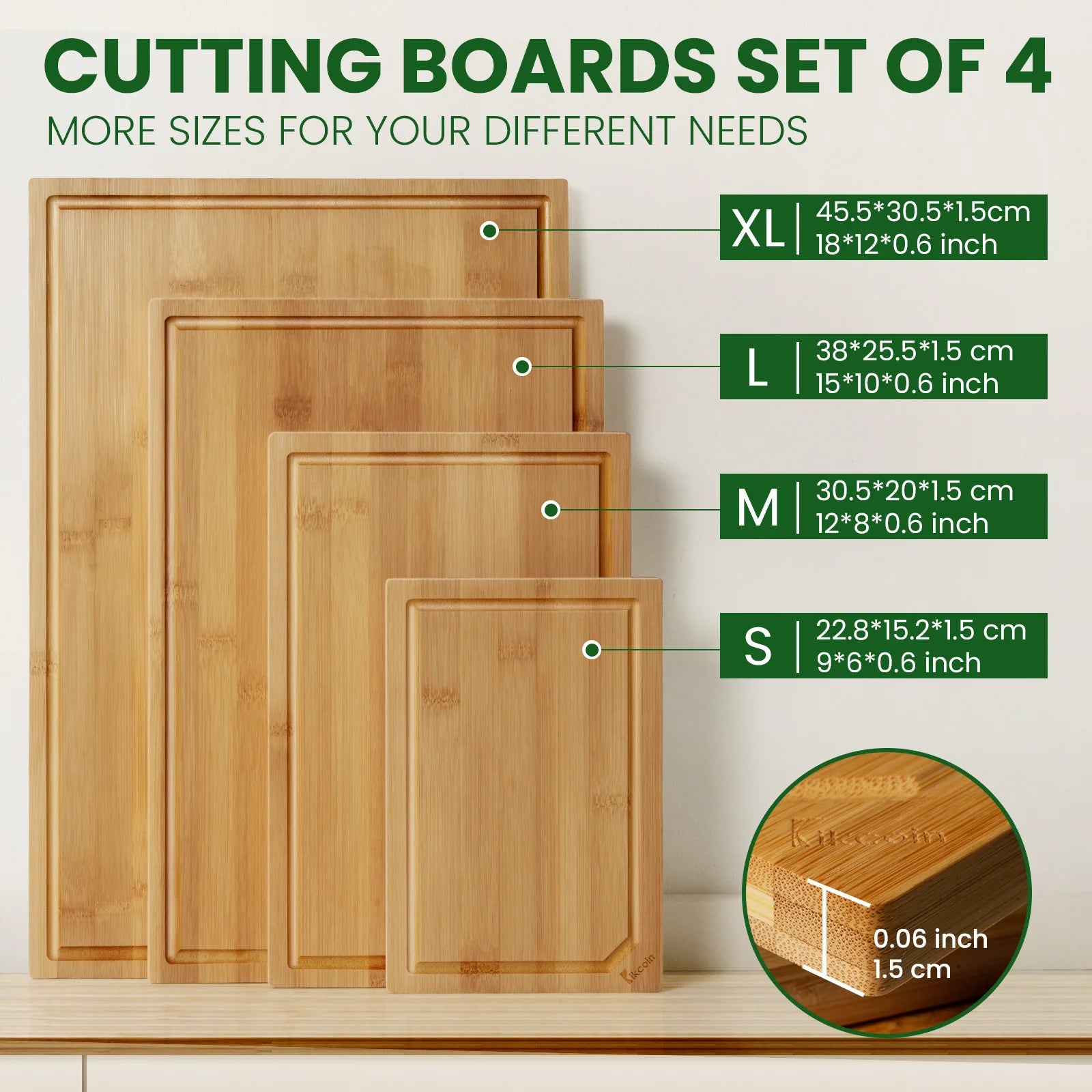 Large  bamboo cutting board set