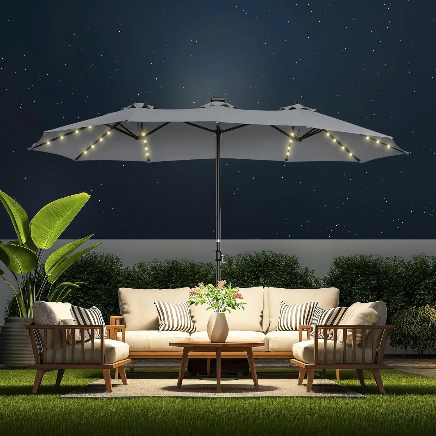 Solar LED Lighted Table Umbrella