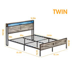 Queen/Full Bed Frame with Storage Headboard