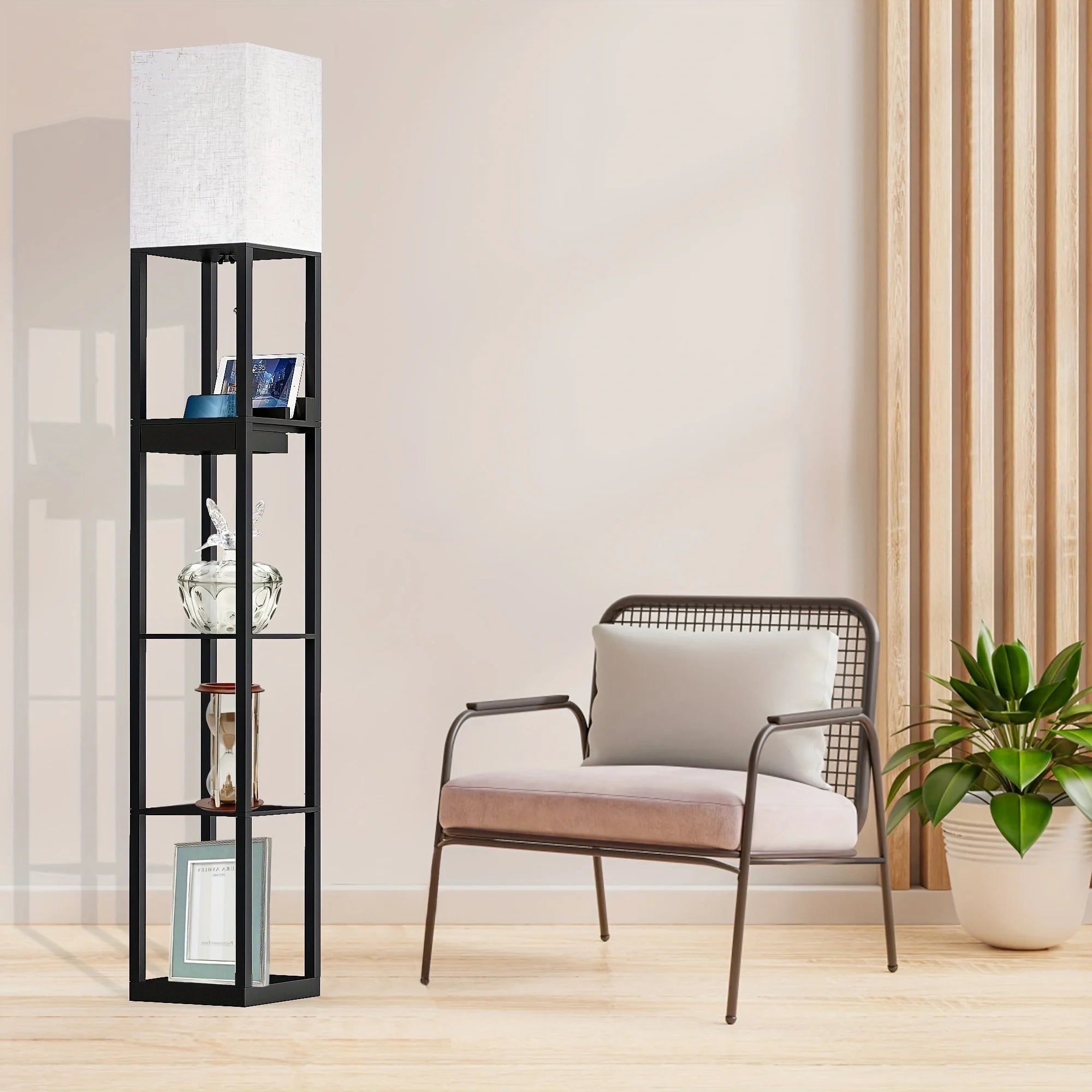 Column Floor Lamp with Shelves