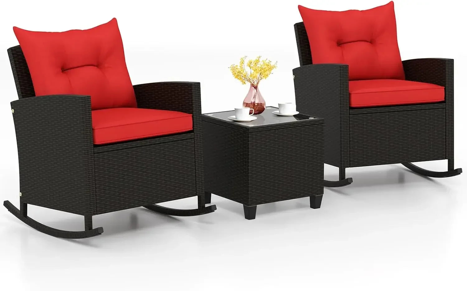 Patio Rocking Bistro Set & Glass Table