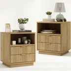 Fluted Nightstands Set  Modern Design