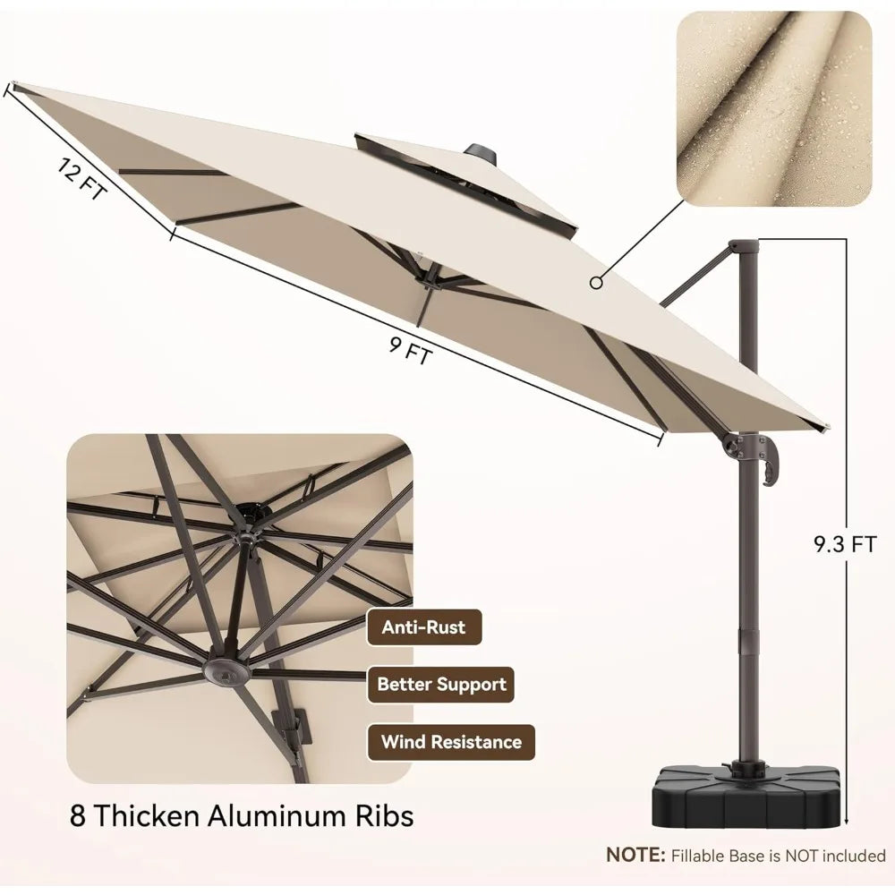 Large Rectangular Heavy Duty Offset Umbrellas