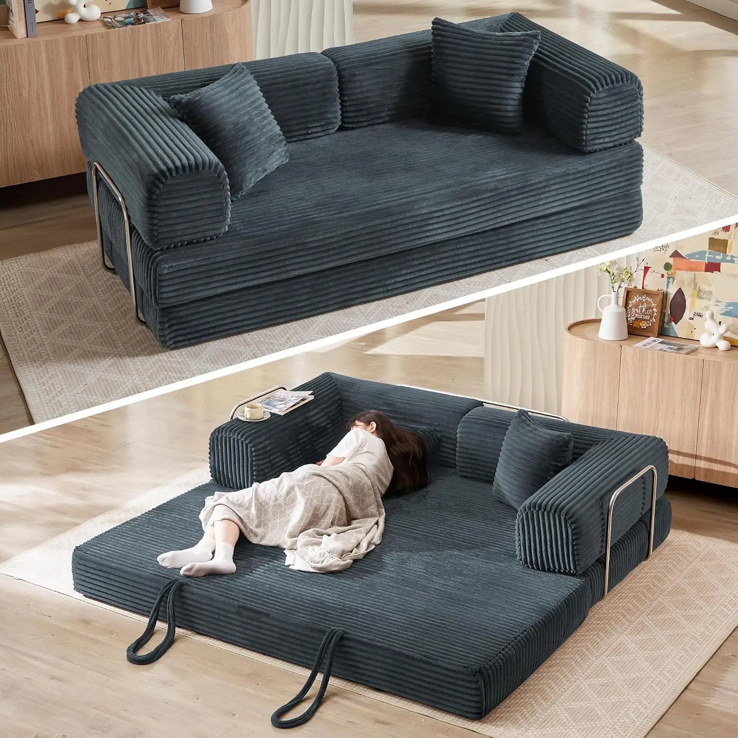 Oversized Corduroy  Sleeper Sofa