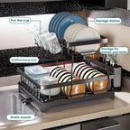 2-Tier Stainless Steel Dish Drying Rack – Large Kitchen Countertop Organizer with Drainer & Cutlery Holder