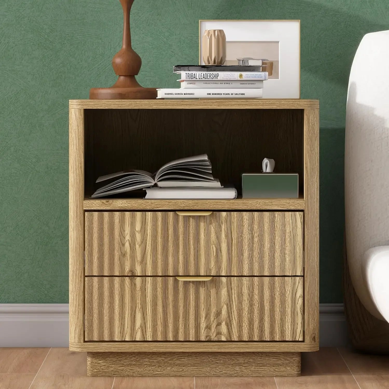 Fluted Nightstands Set  Modern Design