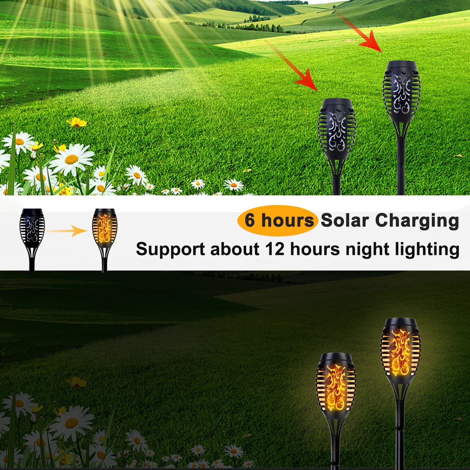 Solar Torch Lights with Flickering Flame