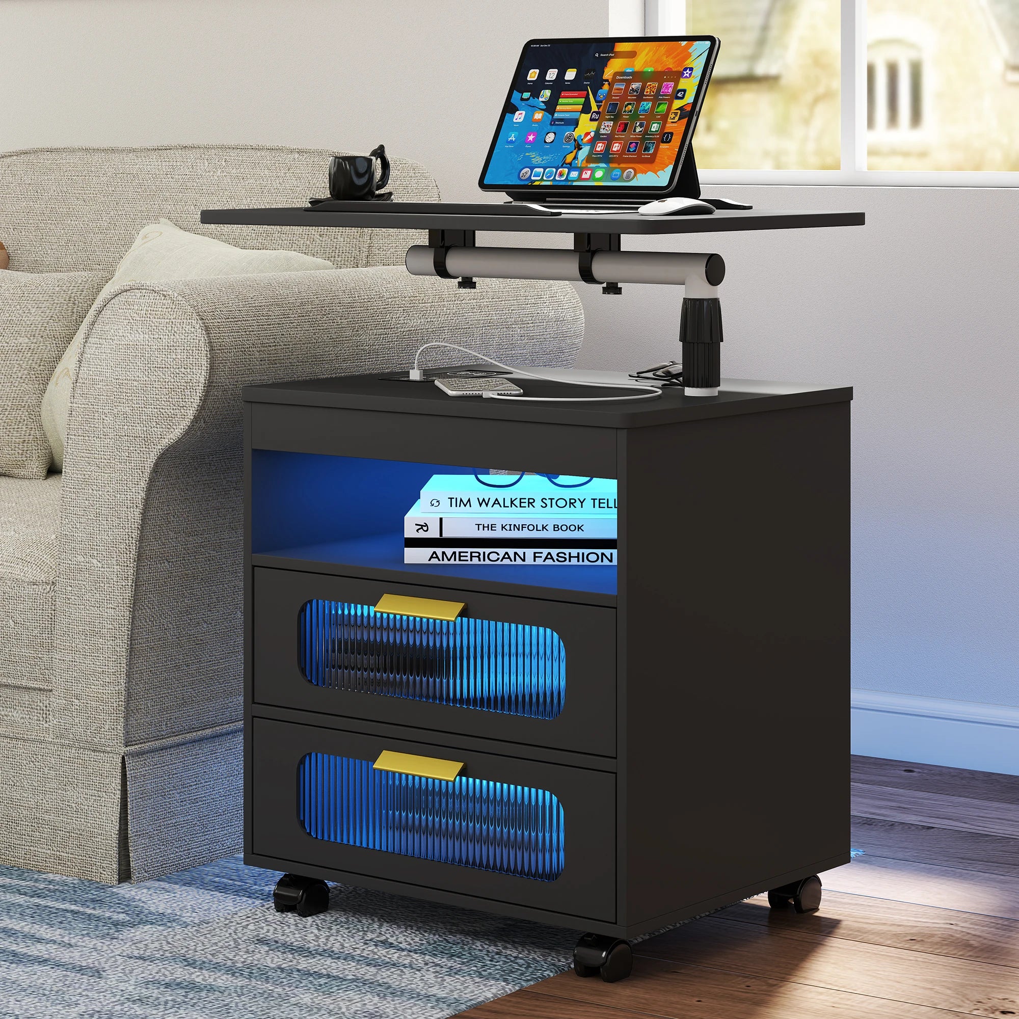 Wireless Charging Station, LED Nightstand