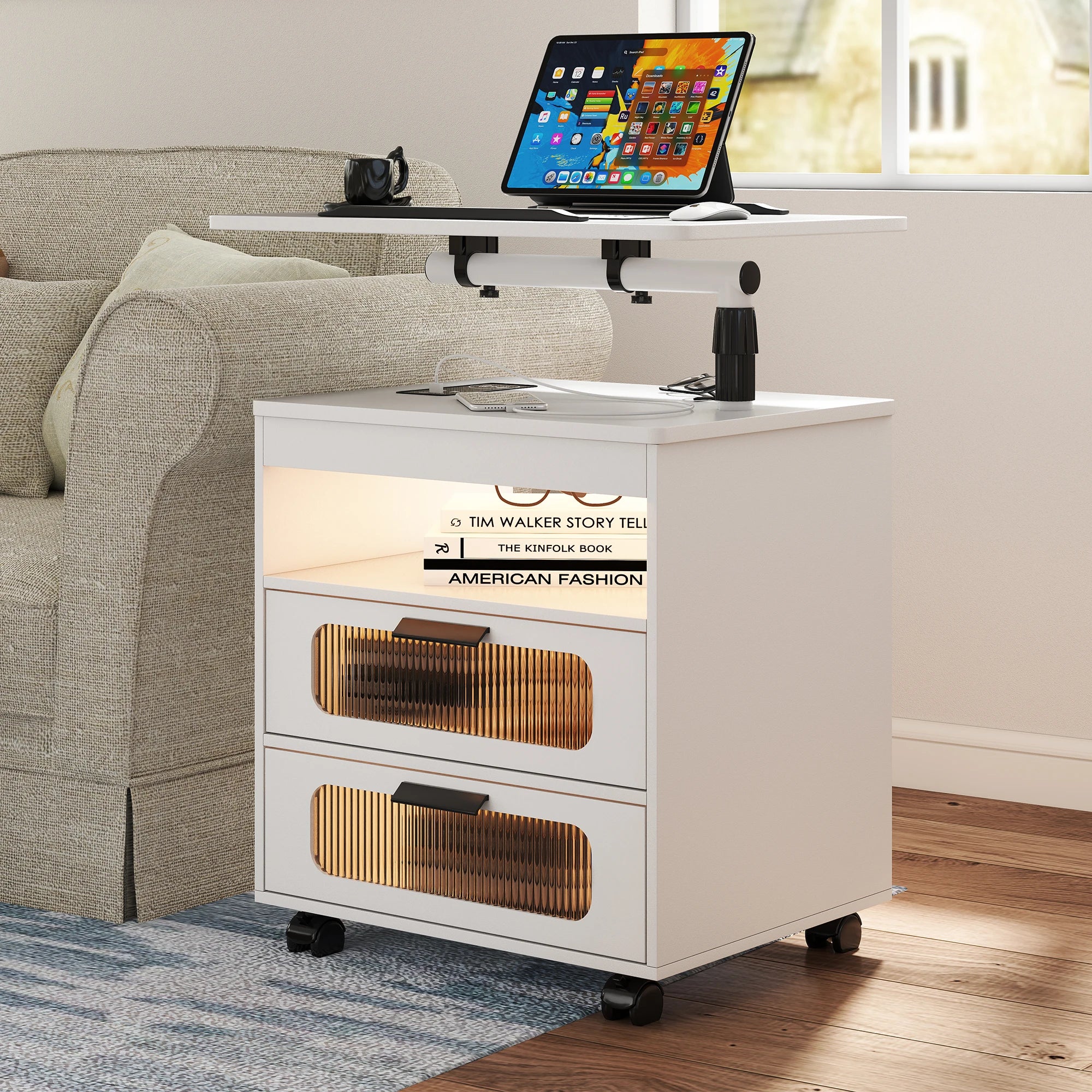 Wireless Charging Station, LED Nightstand
