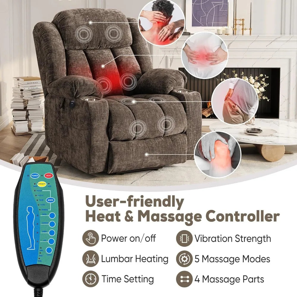 Large Power Lift Recliner with Heat