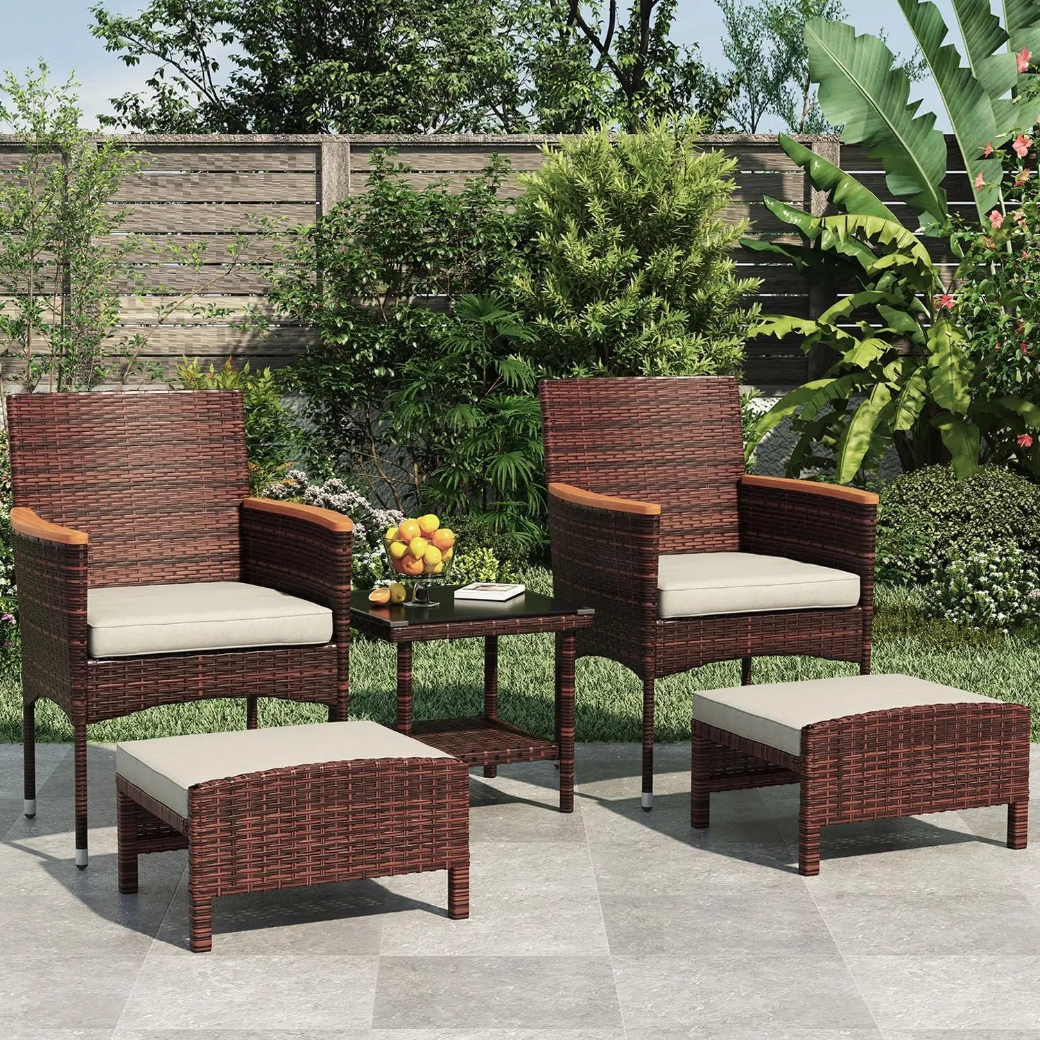 Outdoor Bistro Wicker Patio Set