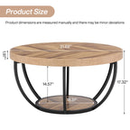 Round ,2-Tier Circle Coffee Table with Storage Shelves