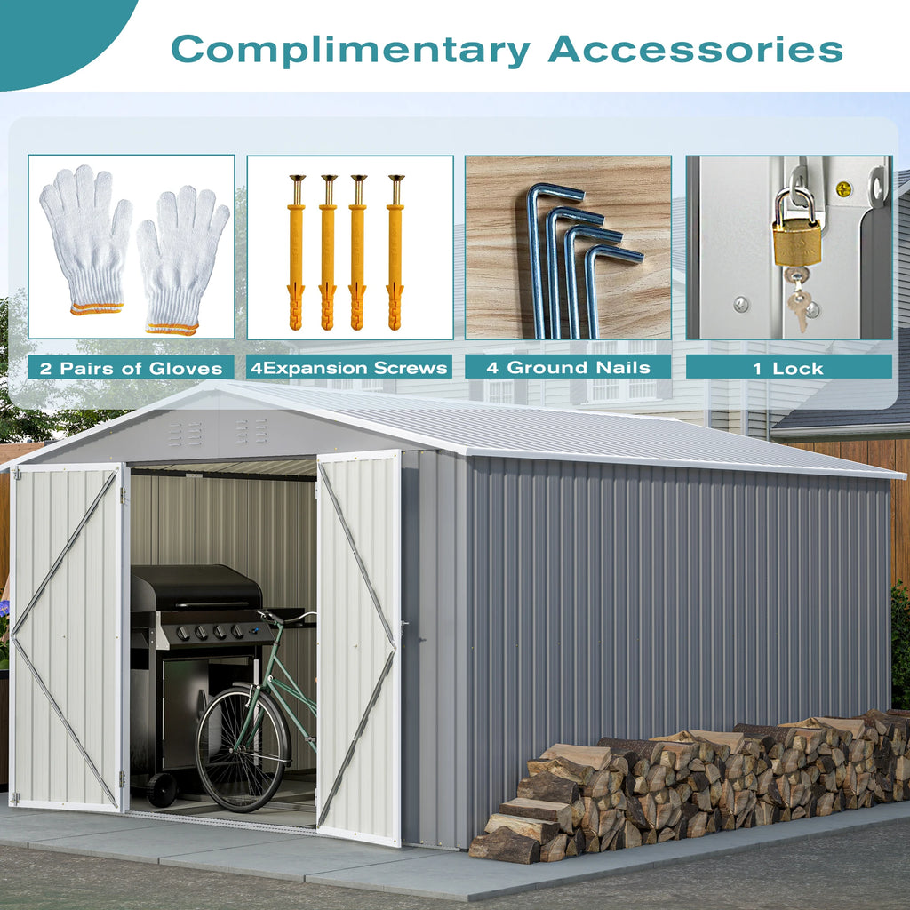 Large Utility Steel Garden Shed