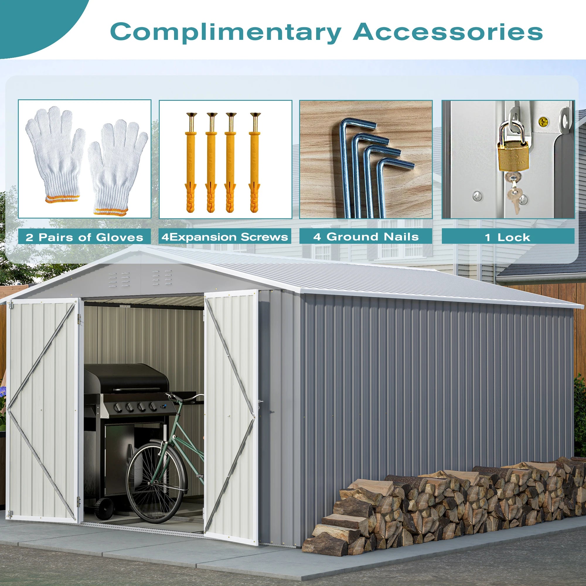 Large Utility Steel Garden Shed