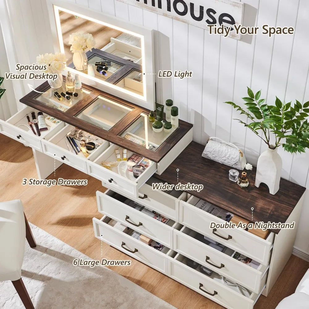 Vanity Desk with Large Drawers