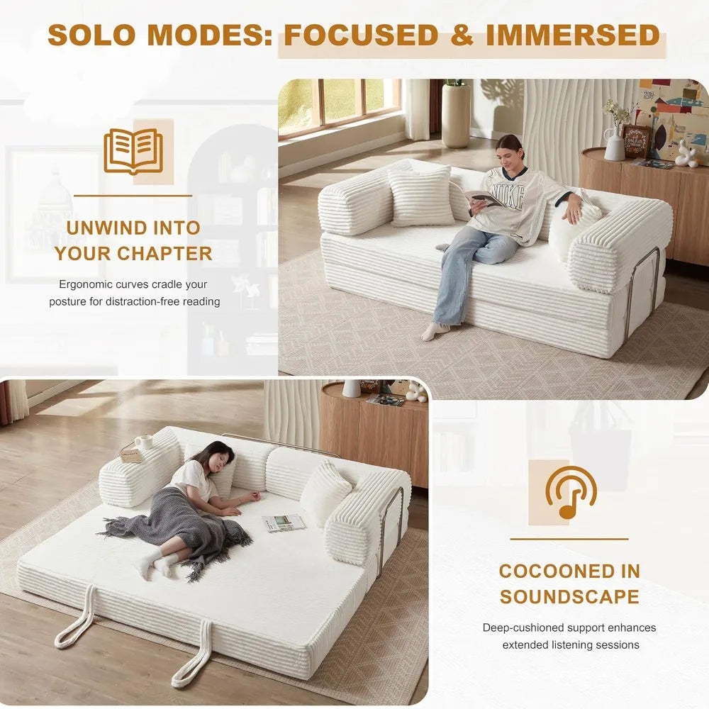 Oversized Corduroy  Sleeper Sofa