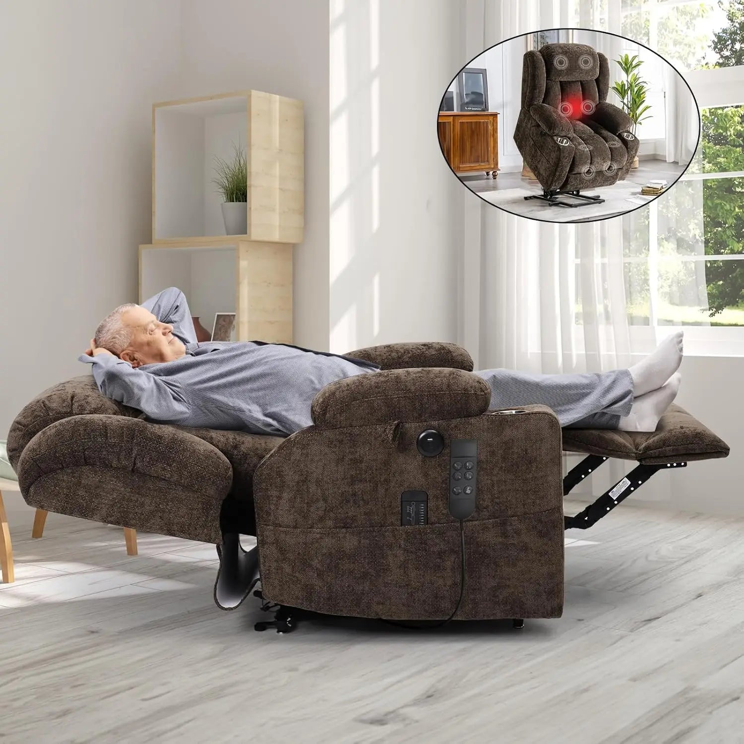 Large Power Lift Recliner with Heat