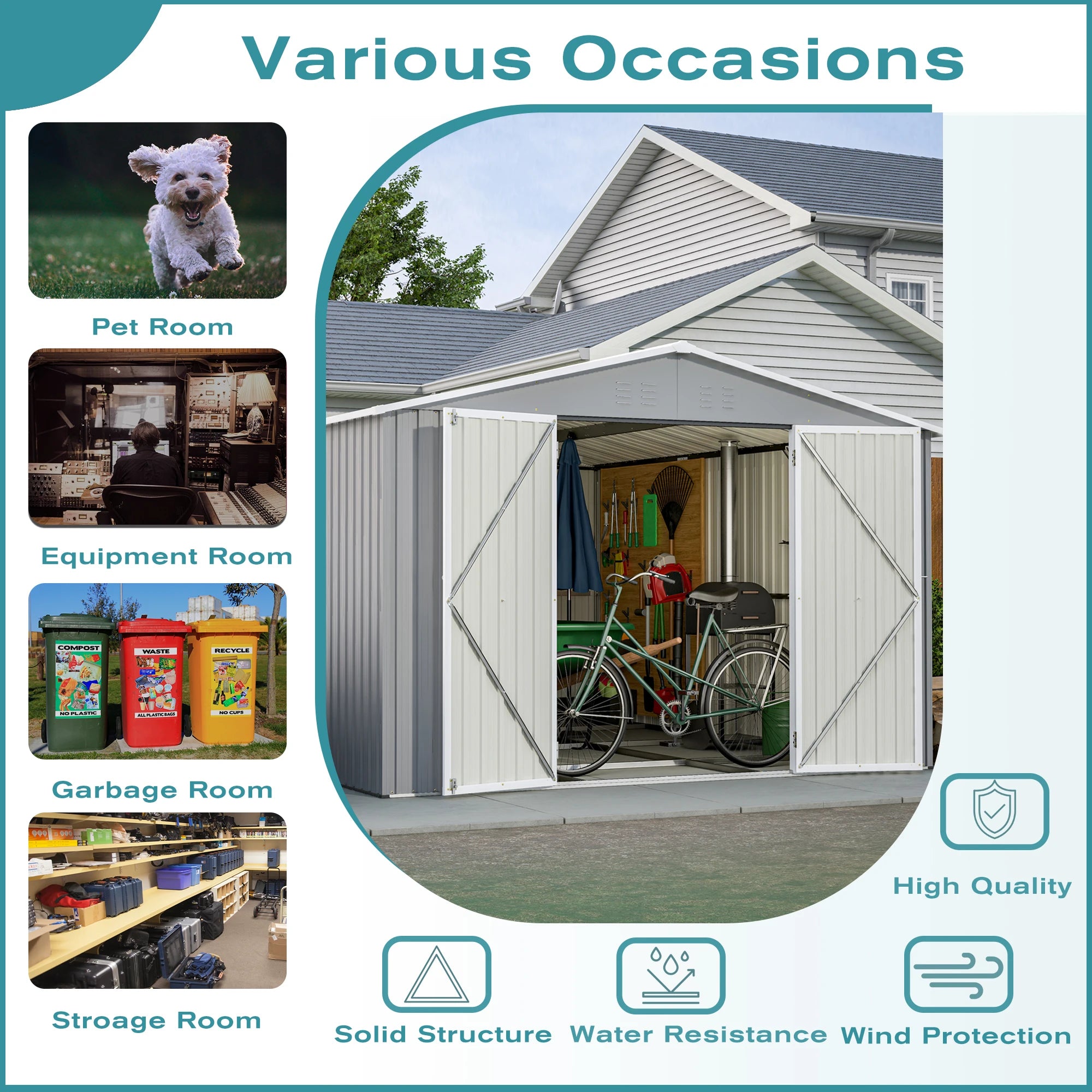 Large Utility Steel Garden Shed