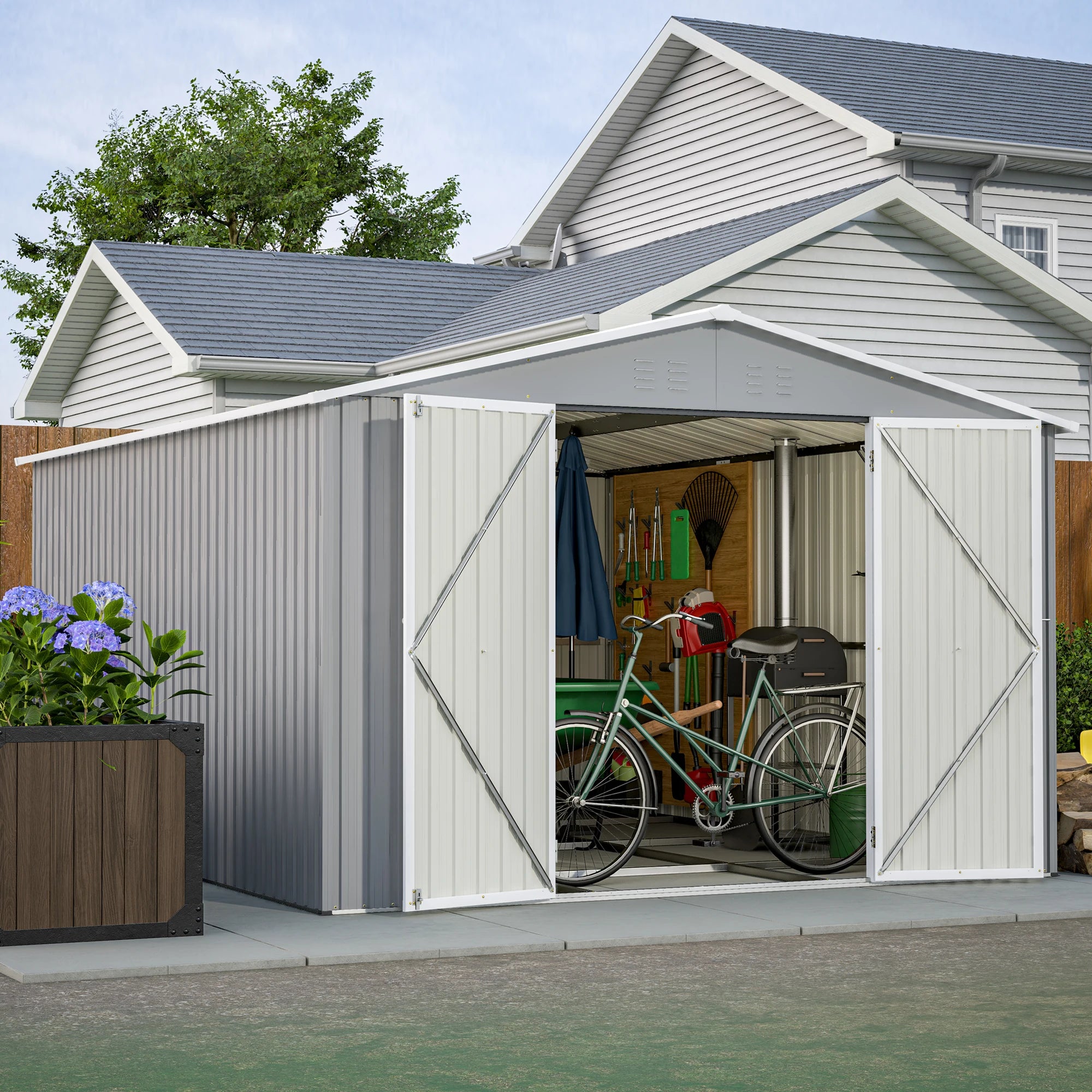 Large Utility Steel Garden Shed