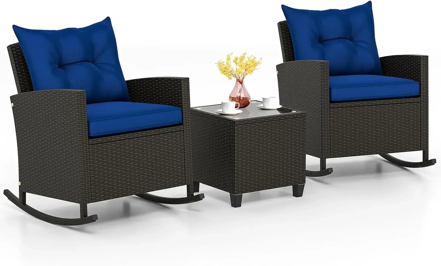 Patio Rocking Bistro Set & Glass Table