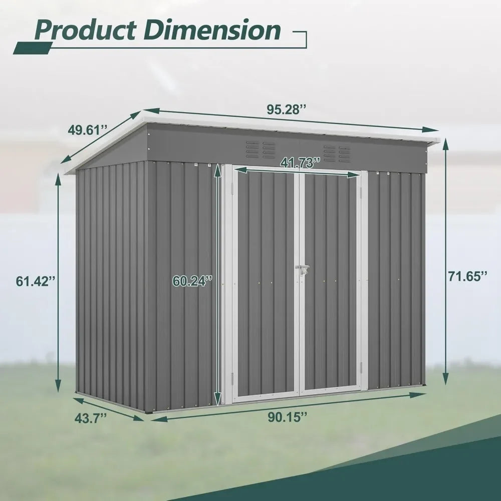 Large Metal Utility Tool Shed
