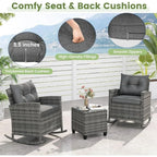 Patio Rocking Bistro Set & Glass Table