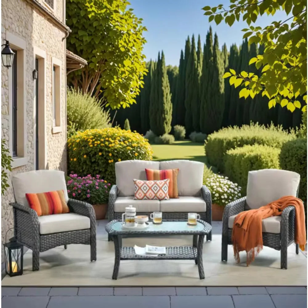 Patio Furniture Set with Cushions,