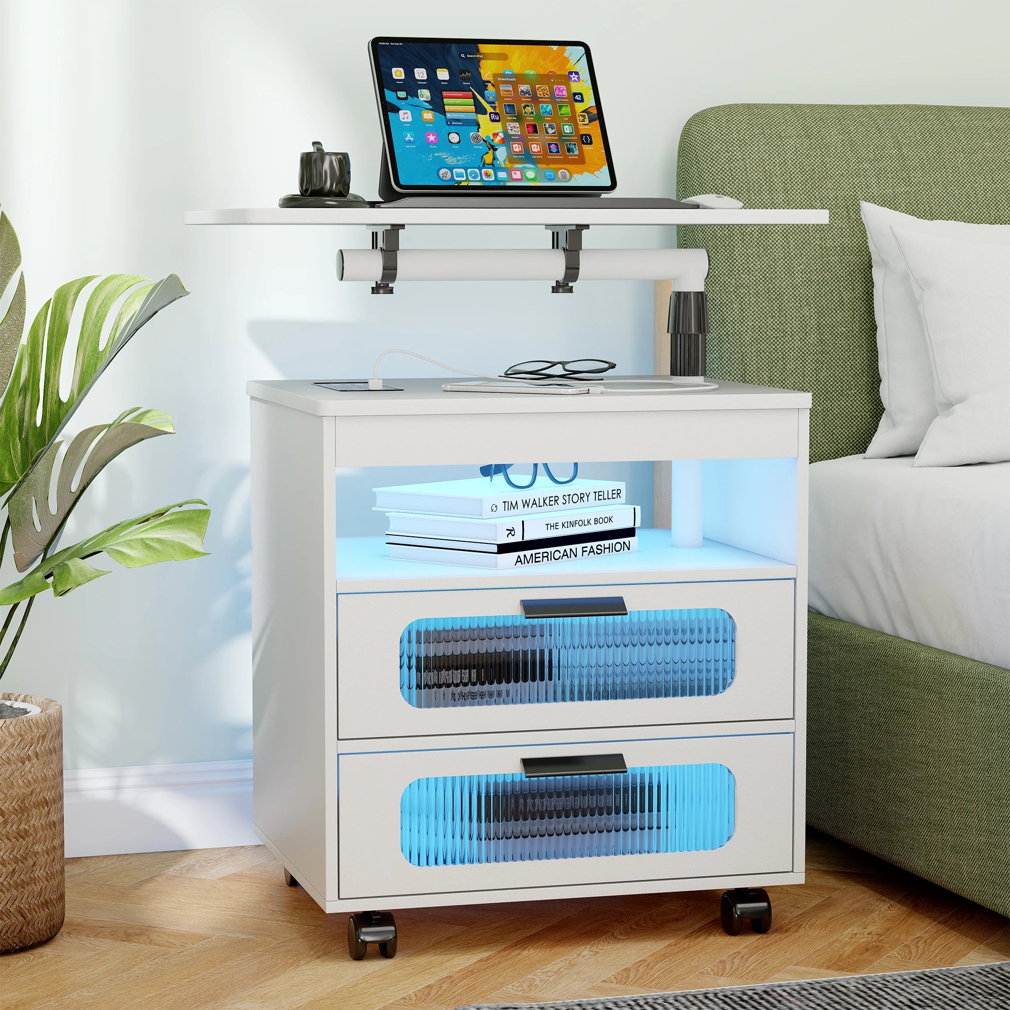 Wireless Charging Station, LED Nightstand