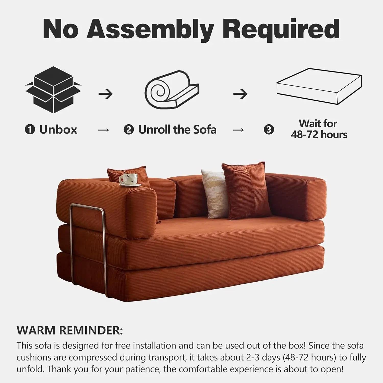 Convertible Sofa Bed  with Armrests and Backrest