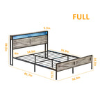 Queen/Full Bed Frame with Storage Headboard