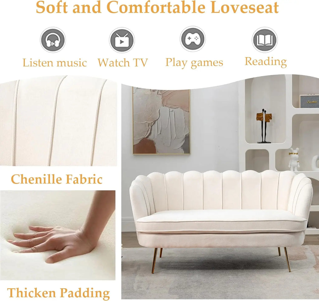 Small Modern Chenille Loveseat Sofa,