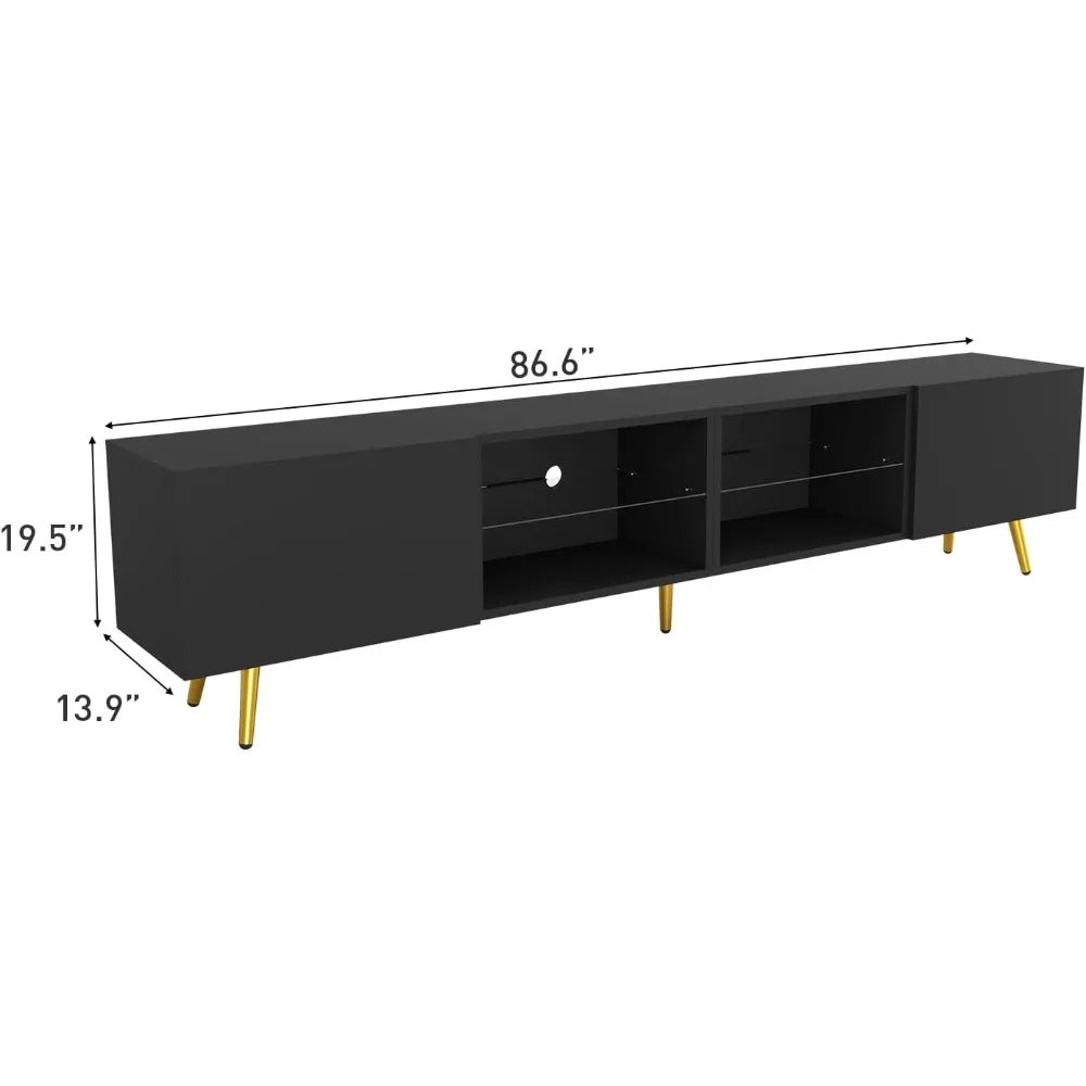 Television Console Table with Storage Cabinets