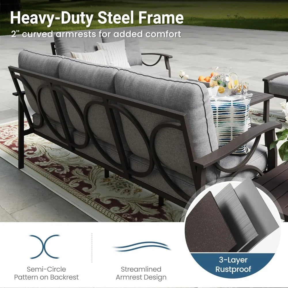 Outdoor Metal Sectional Furniture with Cushions