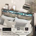 Queen/Full Bed Frame with Storage Headboard
