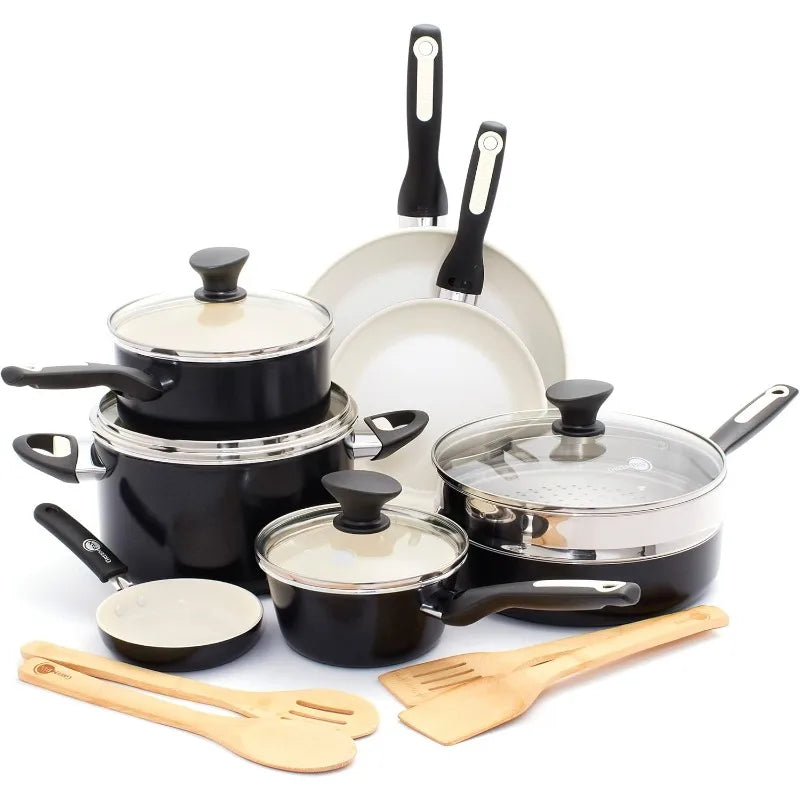 GreenPan Rio 16 Piece Cookware Pots and Pans Set