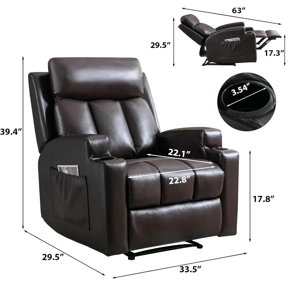 Manual Recliner with Massage and Heat