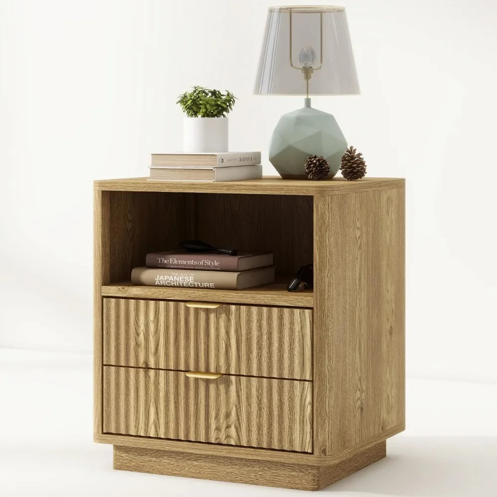 Fluted Nightstands Set  Modern Design