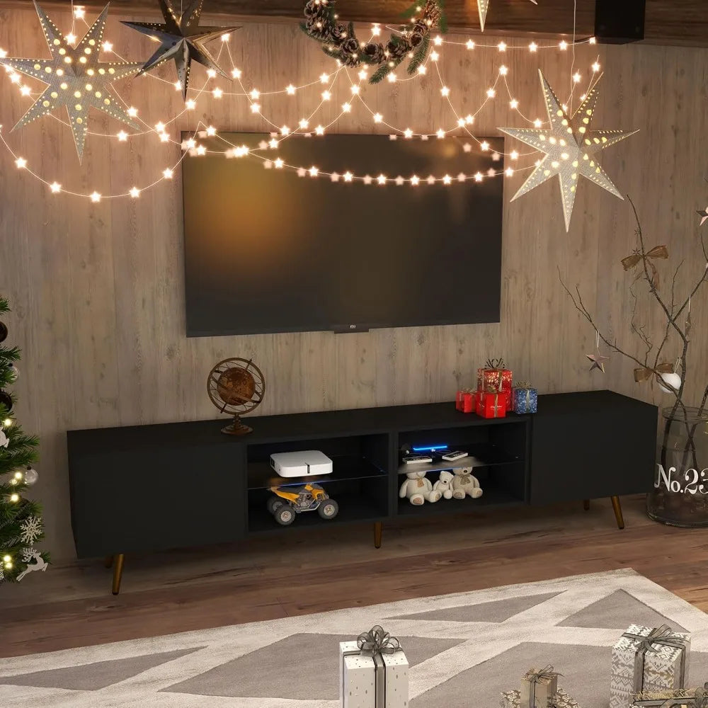 Television Console Table with Storage Cabinets