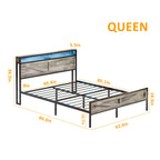 Queen/Full Bed Frame with Storage Headboard