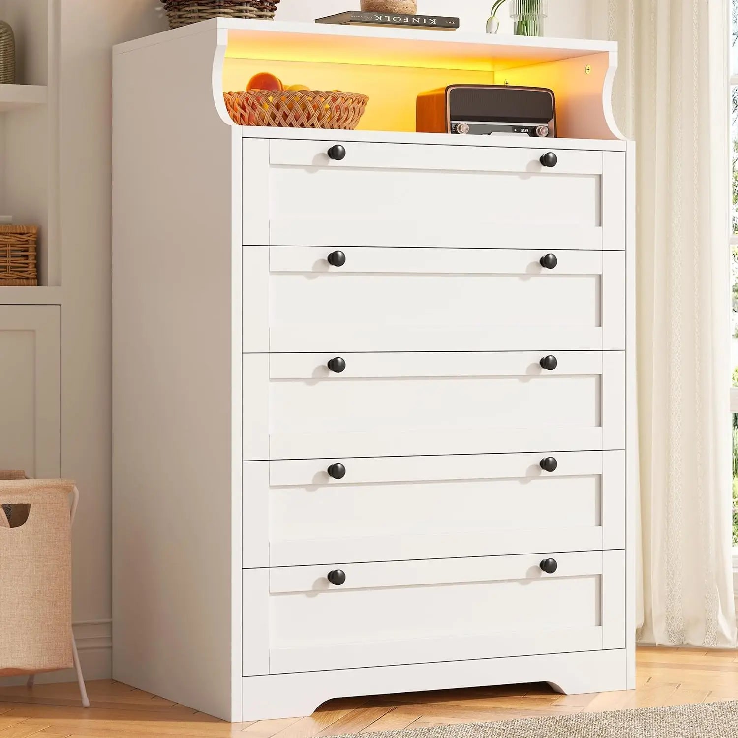 Dresser with LED Lights and  Shelves
