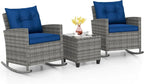 Patio Rocking Bistro Set & Glass Table