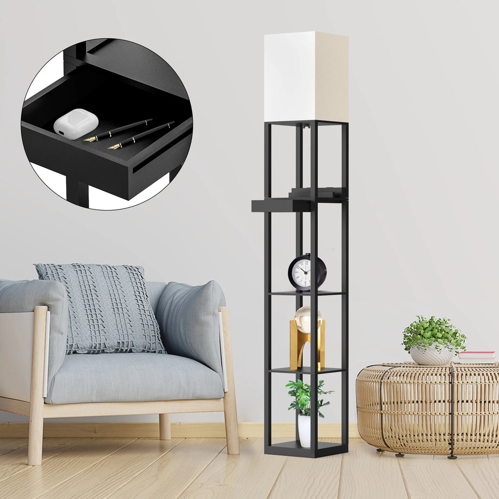 Column Floor Lamp with Shelves