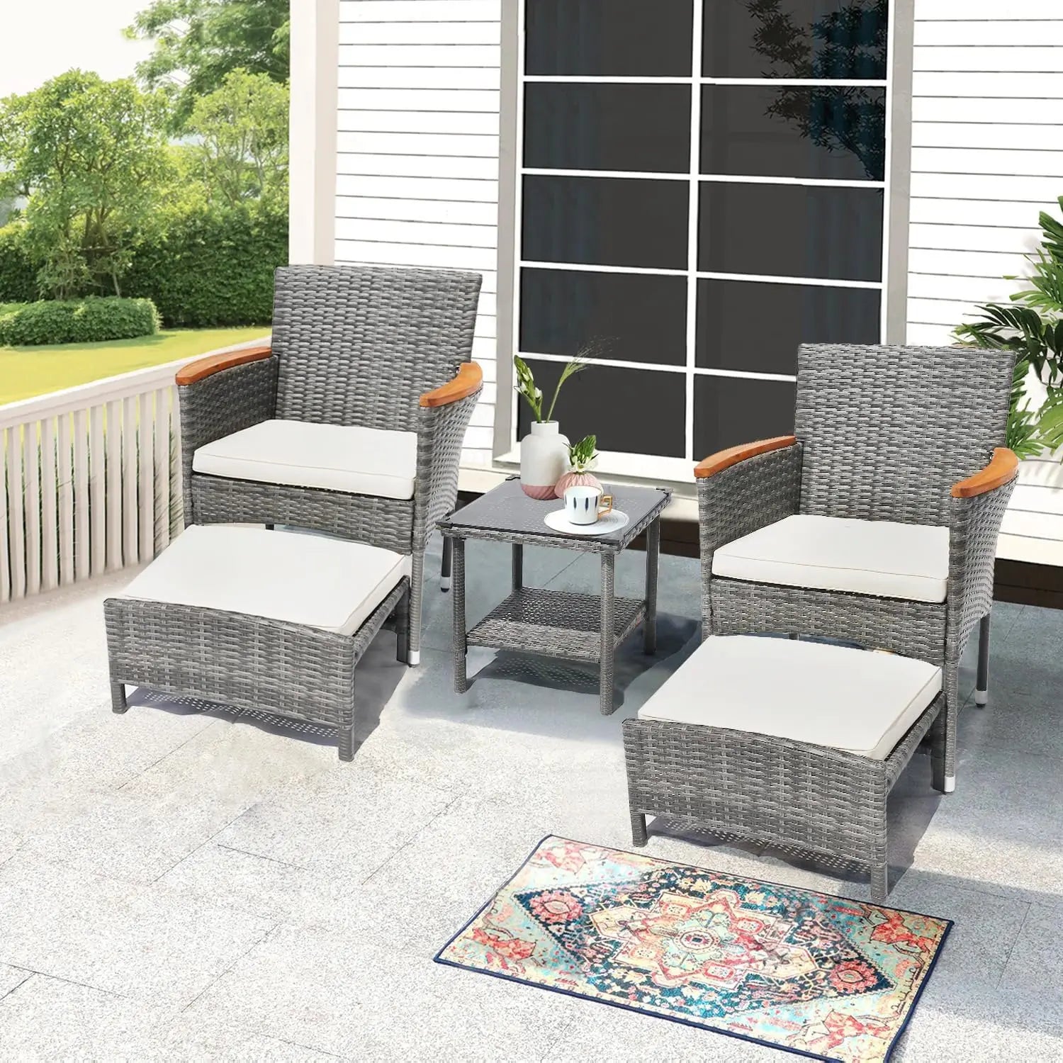 Outdoor Bistro Wicker Patio Set