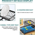 2-Tier Stainless Steel Dish Drying Rack – Large Kitchen Countertop Organizer with Drainer & Cutlery Holder