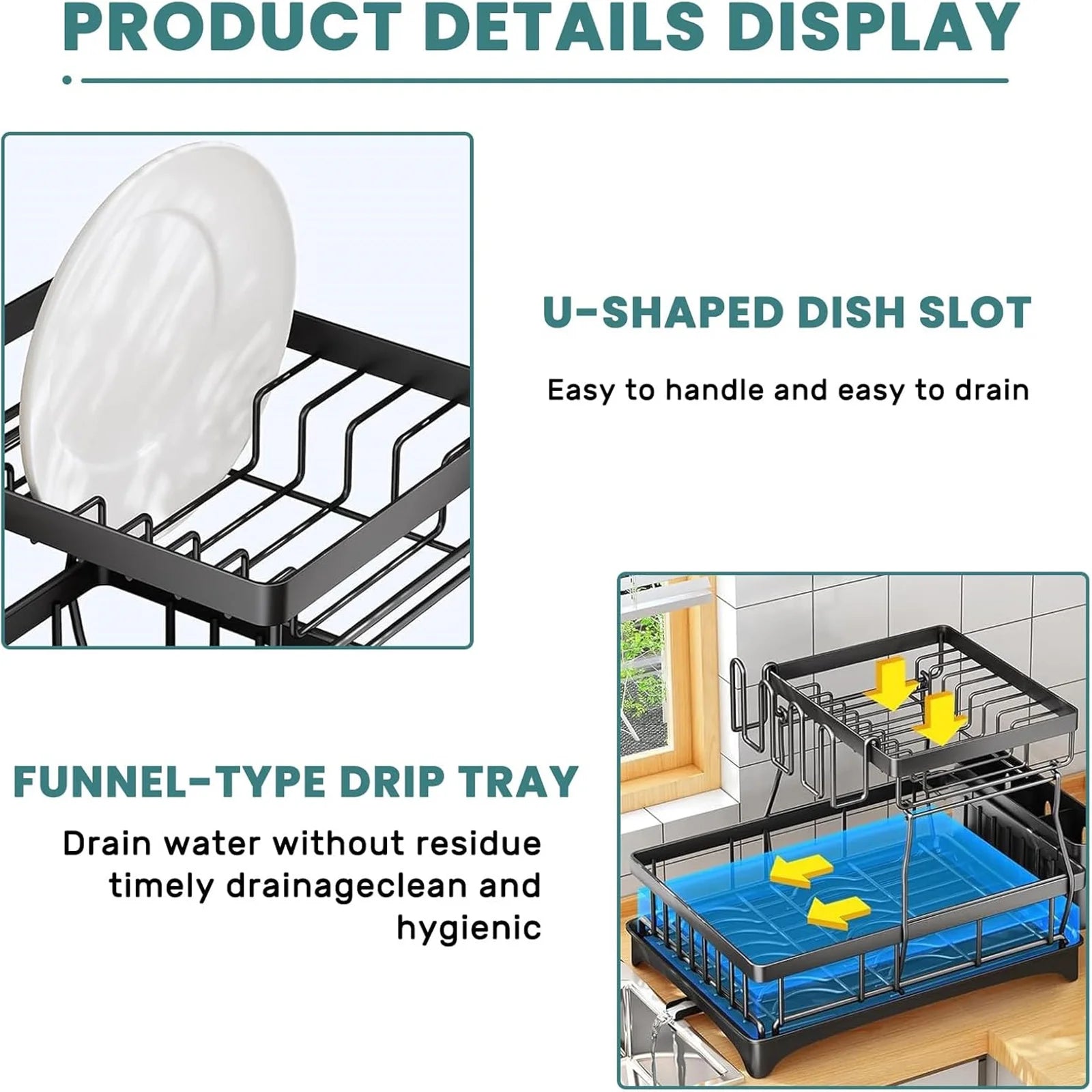 2-Tier Stainless Steel Dish Drying Rack – Large Kitchen Countertop Organizer with Drainer & Cutlery Holder