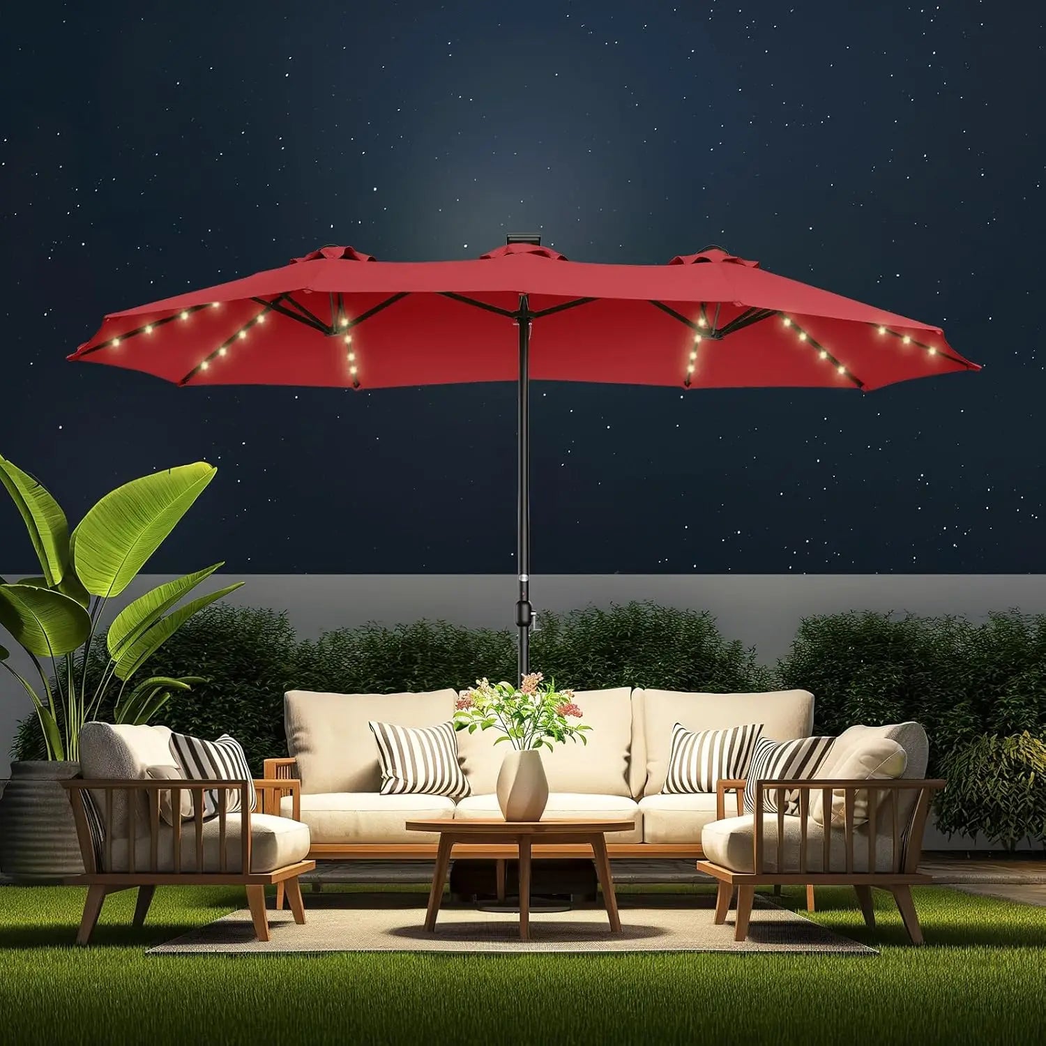 Solar LED Lighted Table Umbrella