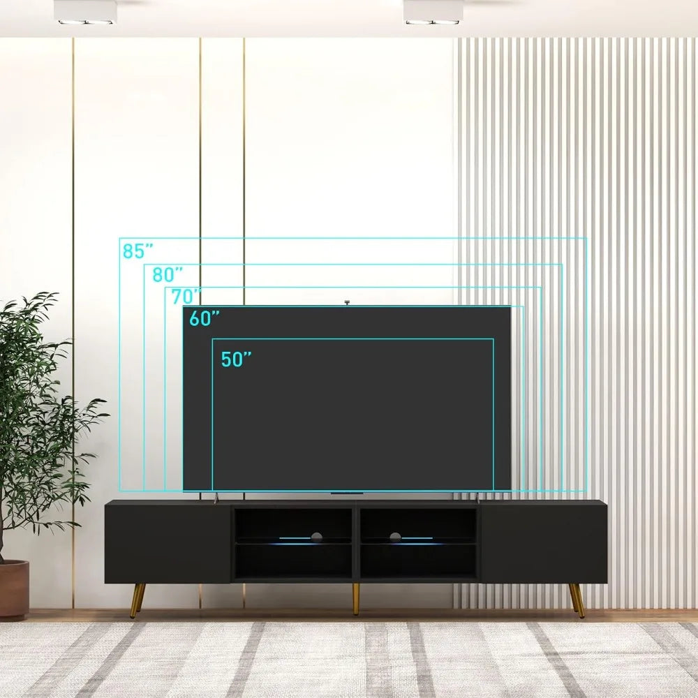 Television Console Table with Storage Cabinets