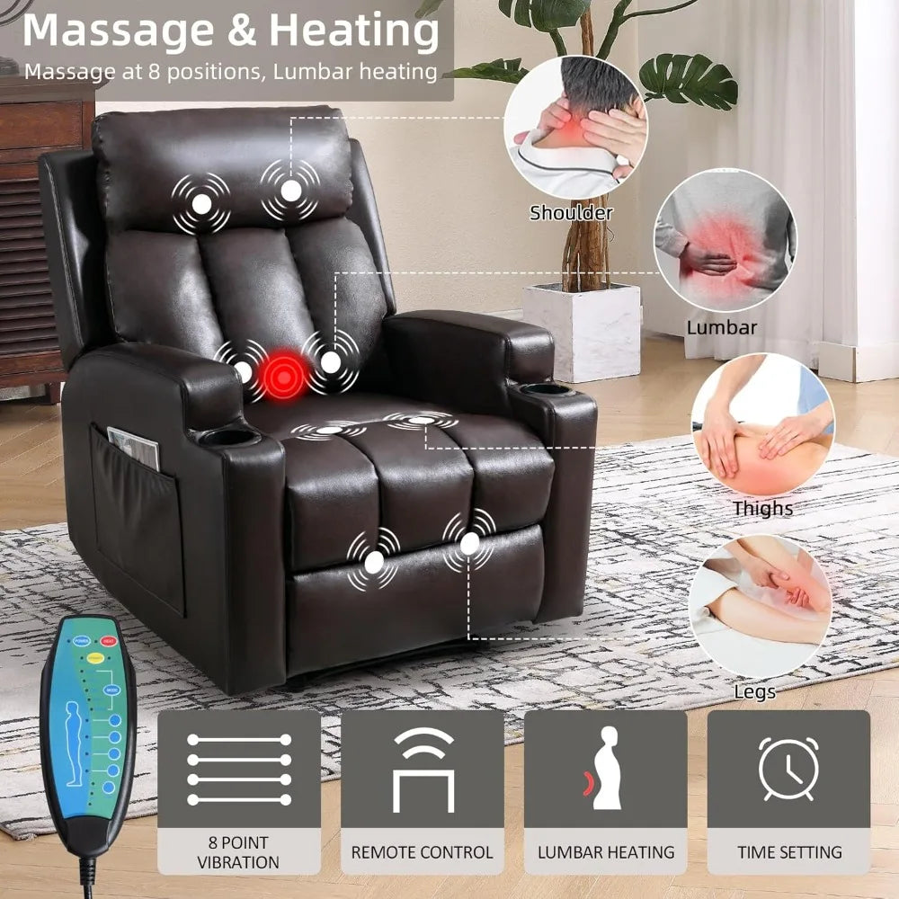 Manual Recliner with Massage and Heat