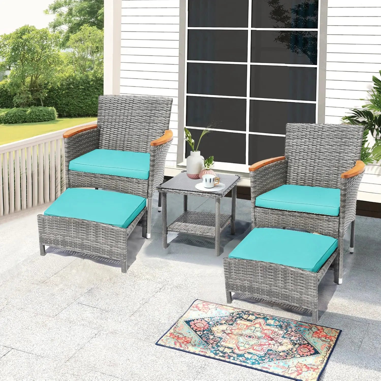 Outdoor Bistro Wicker Patio Set