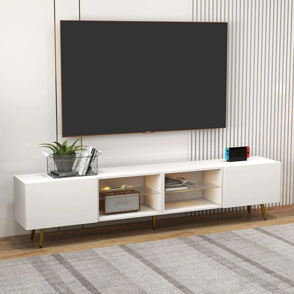 Television Console Table with Storage Cabinets